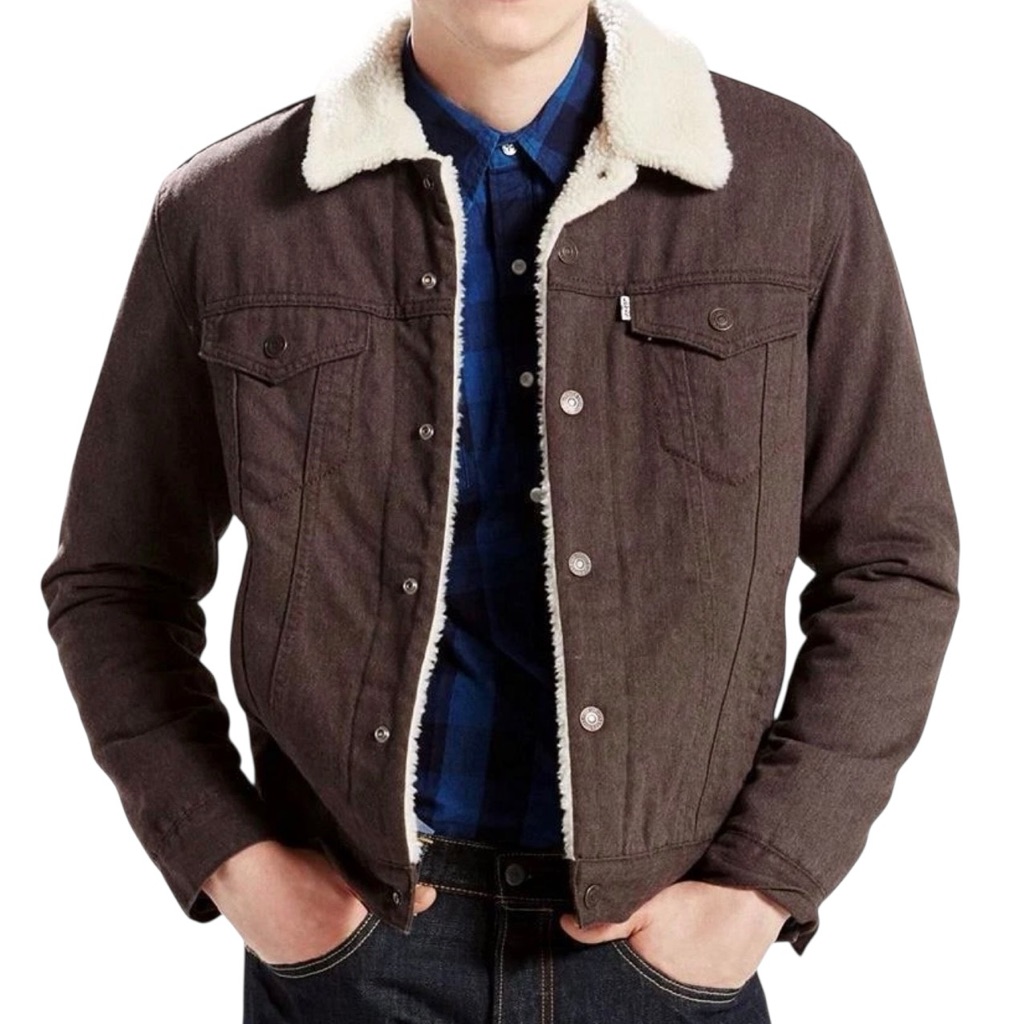Levi's Men's Sherpa Lined Trucker Jacket Brown 0015 M